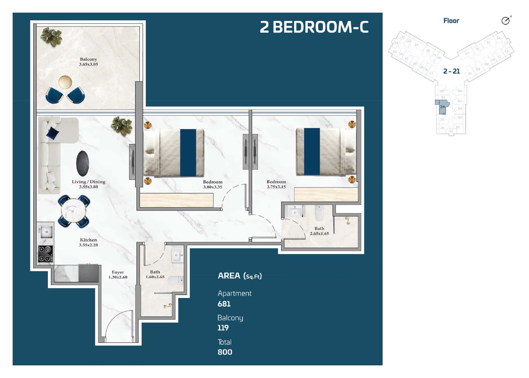 2 Bedroom-C